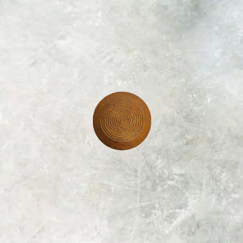 Taktile knotter i corten stål Ø32 mm med plugg.
