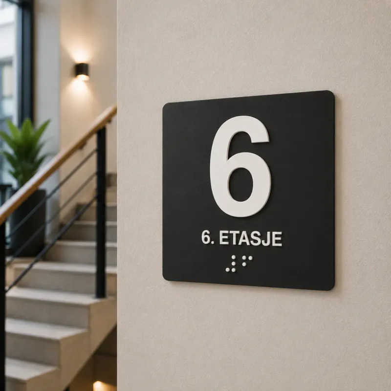 Taktile etasjeskilt med tosidig lim